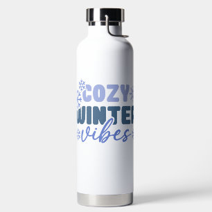 Cozy Winter Vibes - Snowflake Typography Water Bottle