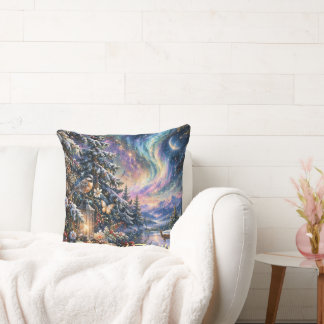 Cozy Winter Vibes Throw Pillow With Custom names