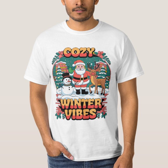 Cozy Winter Vibes Unisex T-Shirt, Holiday Shirt, C T-Shirt (Front)