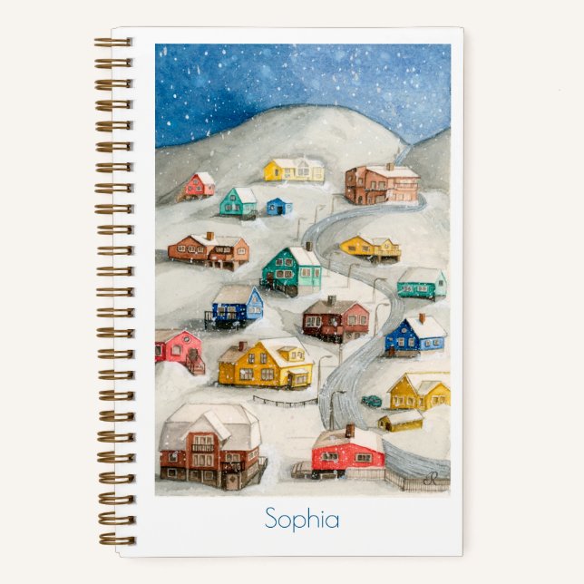 Cozy Winter Village Art Notebook (Front)