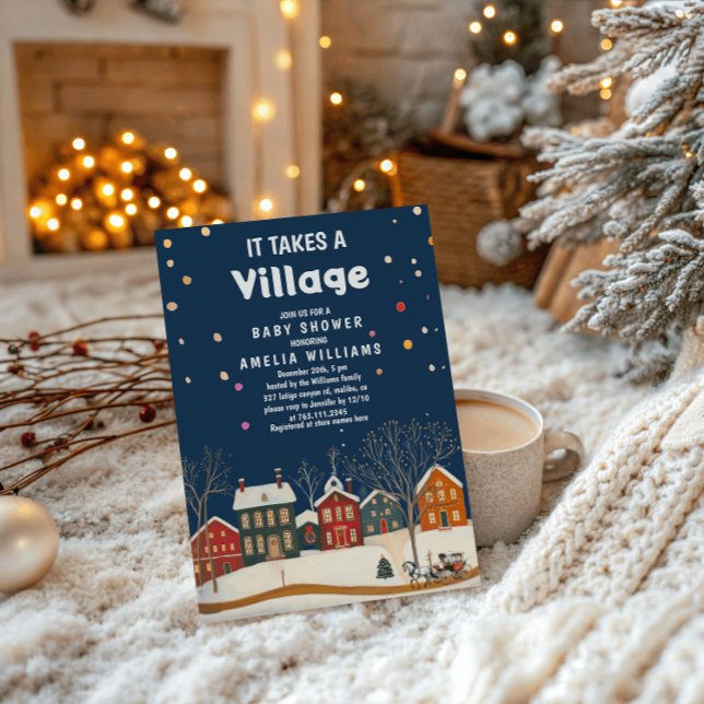 Cozy Winter Village Baby Shower Invitation (Creator Uploaded)