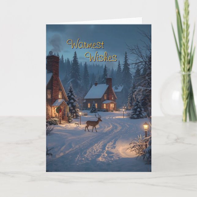 Cozy Winter Village Christmas Greeting Card (Front)
