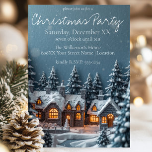 Cozy Winter Village Christmas Party Invitation
