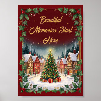 Cozy Winter Village Christmas Poster