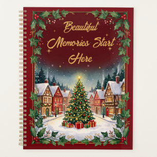 Cozy Winter Village Christmas Spiral Notebook