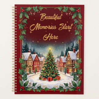 Cozy Winter Village Christmas Spiral Notebook