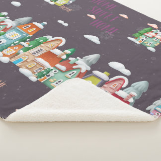 Cozy Winter Village Sherpa Blanket
