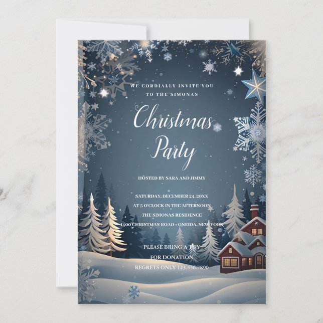 Cozy winter wonderland Christmas Party Invitation (Front)