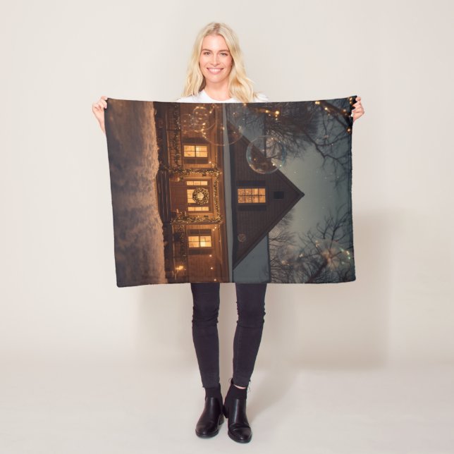  Cozy Winter Wonderland Home with Bubbles Fleece Blanket (In Situ)