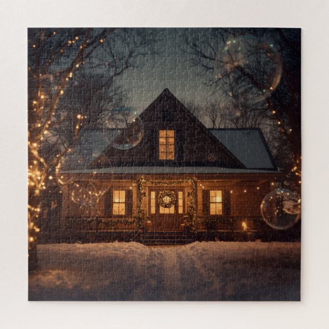  Cozy Winter Wonderland Home with Bubbles Jigsaw Puzzle (Vertical)