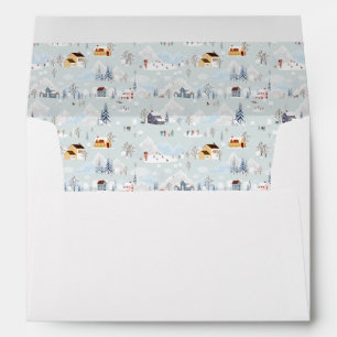 Cozy Winter Wonderland Ice Skating Village Pattern Envelope