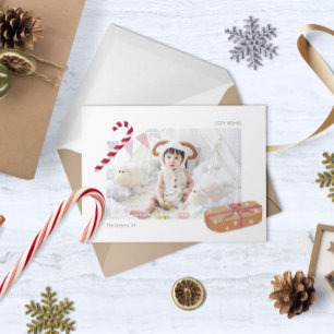 Cozy wishes Photo with illustrated motifs Holiday Card