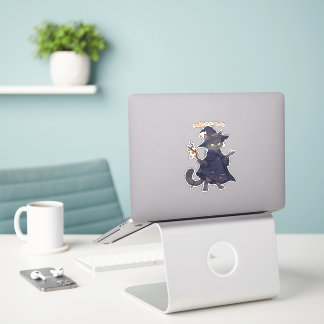 Cozy Witch Cat Custom-Cut Vinyl Sticker