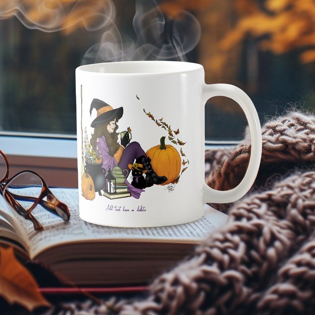 Cozy Witch Vibes Halloween Pumpkins Purple Coffee Mug (Creator Uploaded)