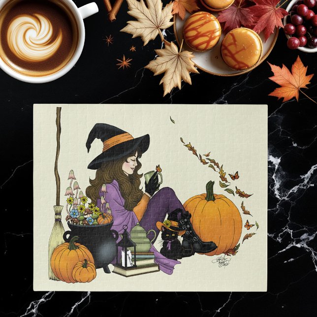  Cozy Witch Vibes Halloween Pumpkins Purple Jigsaw Puzzle (Creator Uploaded)