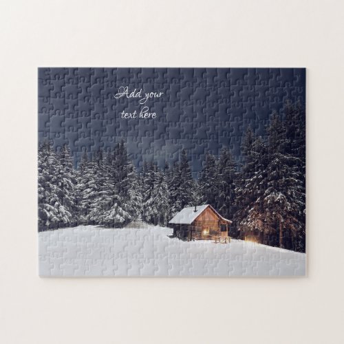 Cozy Wood Cabin in Forest Jigsaw Puzzle