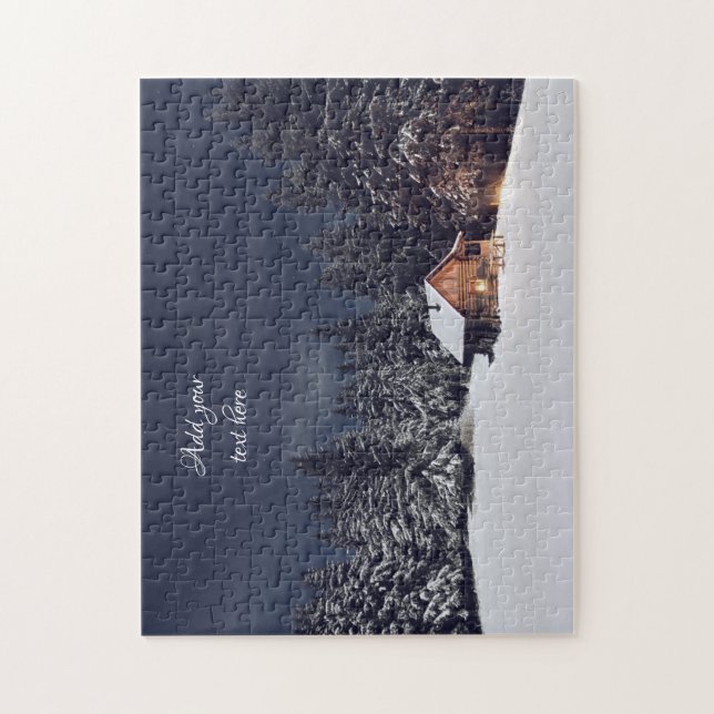 Cozy Wood Cabin in Forest Jigsaw Puzzle (Vertical)