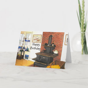 Cozy Wood Stove Farmhouse Card
