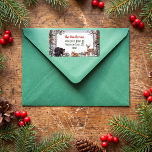 Cozy Woodland Animal Christmas Label