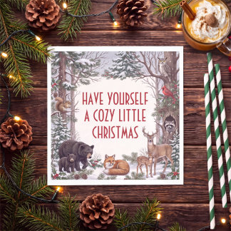 Cozy Woodland Animals Christmas Napkins