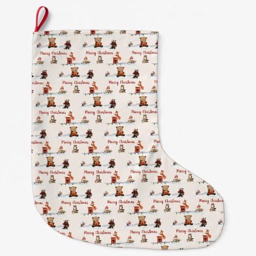 Cozy Woodland Animals Holiday Stocking
