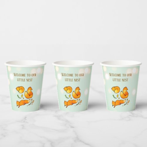Cozy Woodland Autumn Baby Shower Paper Cups
