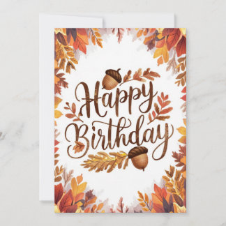 Cozy Woodland Autumn Fall Happy Birthday Card