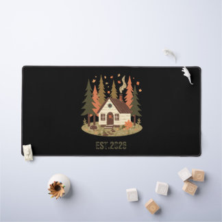 Cozy Woodland Cabin Autumn and Winter Custom Produ Desk Mat