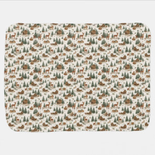 Cozy Woodland Cabin Baby Blanket – Deer, Foxes