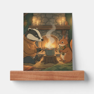 Cozy Woodland Campfire Animals Picture Ledge Art