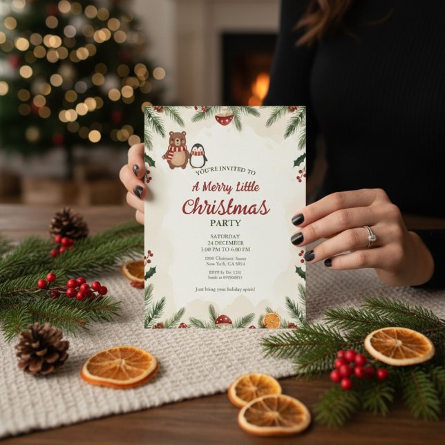 Cozy Woodland Christmas Party Invitation (Creator Uploaded)