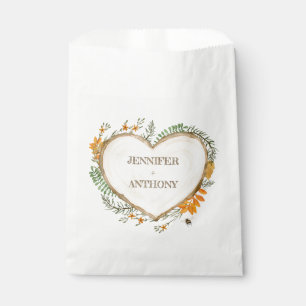Cozy Woodland Cottagecore Wooden Heart Wedding Favor Bag