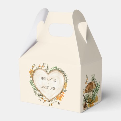 Cozy Woodland Cottagecore Wooden Heart Wedding Favor Boxes