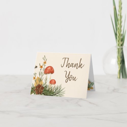 Cozy Woodland Cottagecore Wooden Heart Wedding Thank You Card