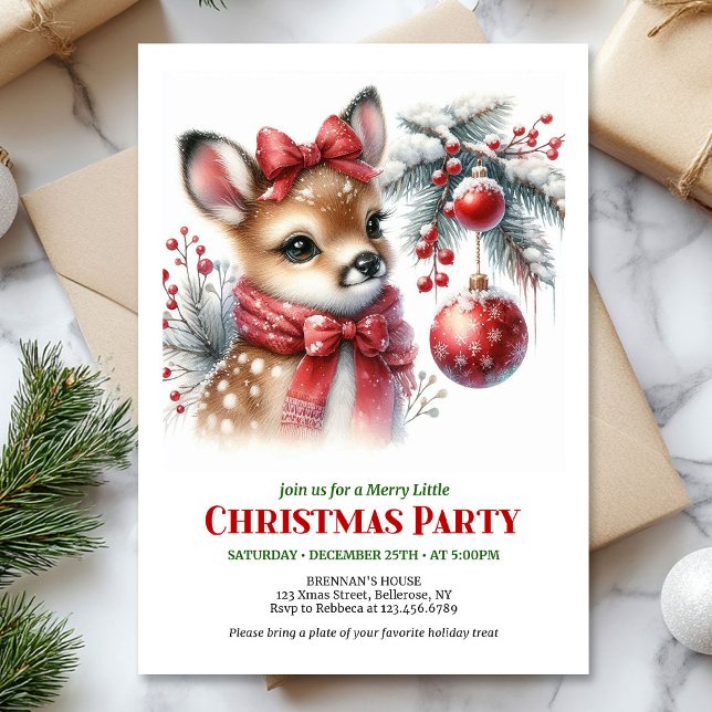 Cozy woodland deer Christmas kids invite digital  (Cozy woodland deer Christmas kids invite digital download)