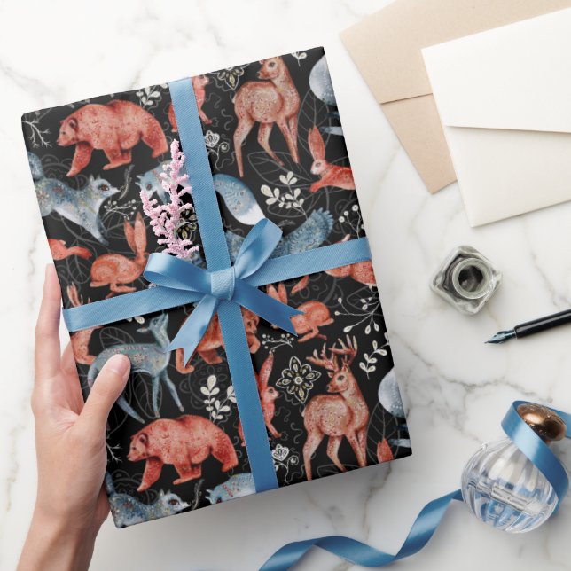 Cozy Woodland Forest Animal Christmas Wrapping Paper (Gifting)