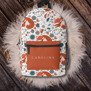 Cozy Woodland Fox Custom Name Backpack