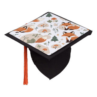 Cozy Woodland Fox Graduation Cap Topper