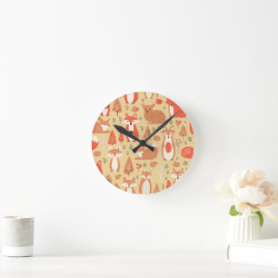 Cozy Woodland Friends 2 Round Clock