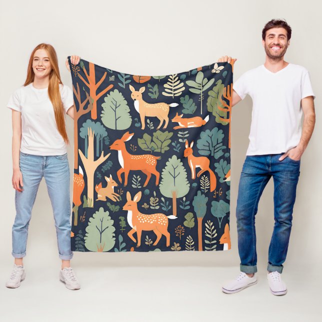 Cozy Woodland Friends Fleece Blanket (In Situ)