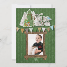 Cozy Woodland Holiday Card Green Ornamental