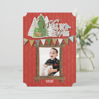 Cozy Woodland Holiday Card Red Ornamental