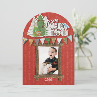 Cozy Woodland Holiday Card Red Ornamental