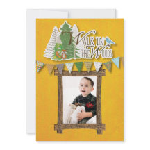 Cozy Woodland Holiday Card Yellow Ornamental