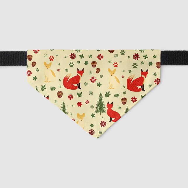 Cozy Woodland Holiday Pet Bandana – Rustic Animals Pet Bandana Collar (Front)
