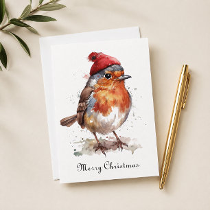 Cozy Woodland Robin Christmas Holiday Card