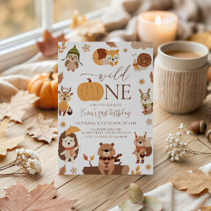 Cozy Woodland Wild One 1st Birthday Invite