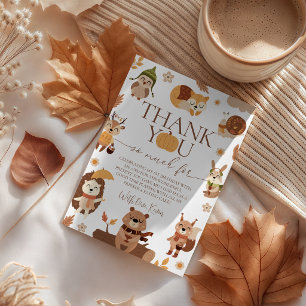 Cozy Woodland Wild One Birthday Thank You Invitation