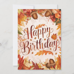 Cozy Woodland Wish Autumn Fall Happy Birthday Card