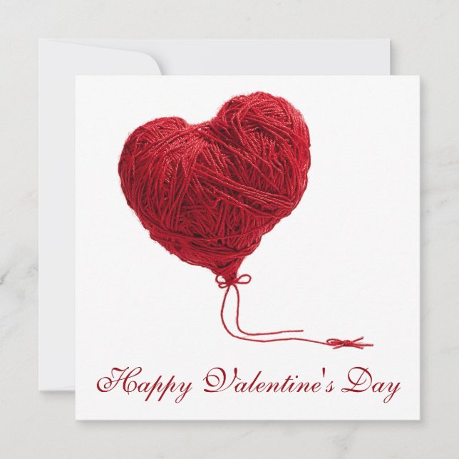 Cozy Yarn Heart for Valentines Card (Front)